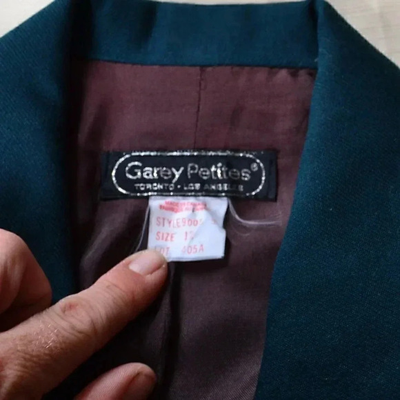 Vtg Garey Petites  Teal Wool Blazer - Picture 4 of 10